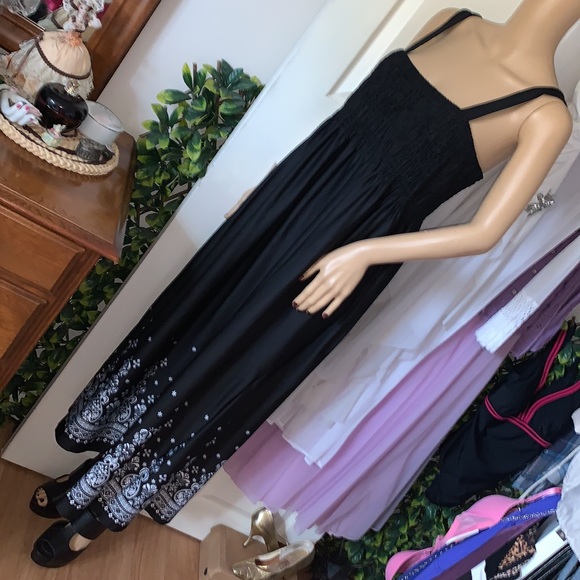 Plus size 3X black & white smocked convertible strapless maxi dress sundress 3X - Picture 6 of 14